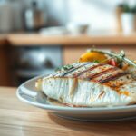 "Grilled pickerel fillet with roasted vegetables and fresh rosemary served on a white plate in a rustic kitchen." Is pickerel a good fish to eat