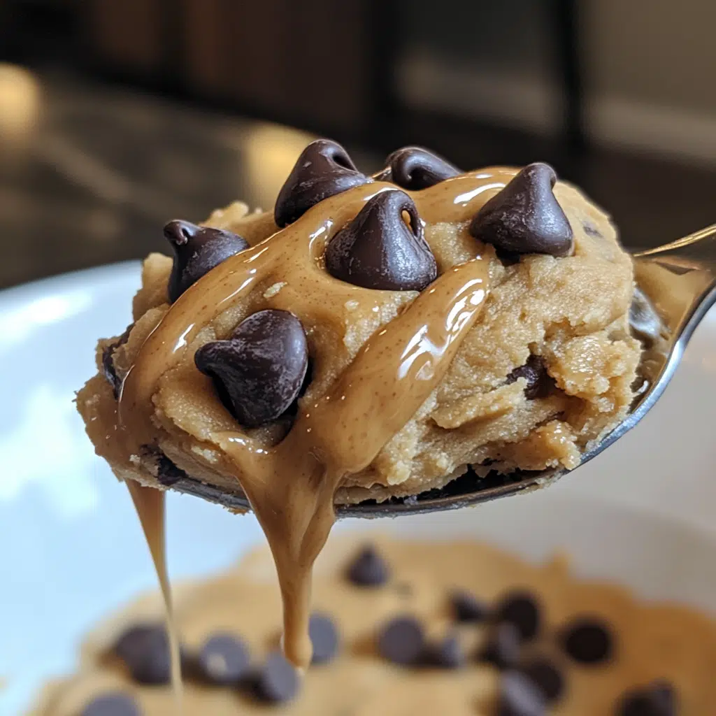 homemade protein cookie dough with chocolate chips and almond butter