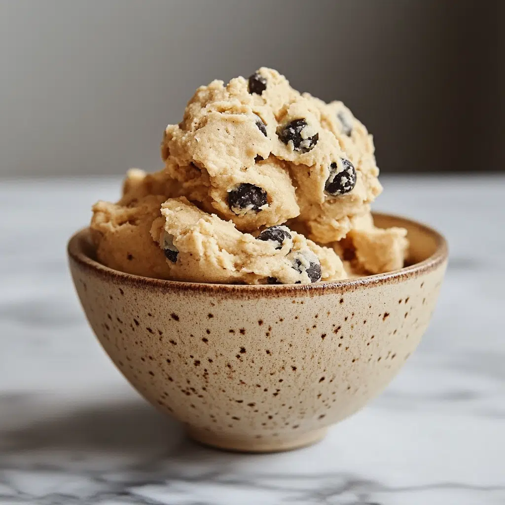creamy protein cookie dough in a ceramic bowl