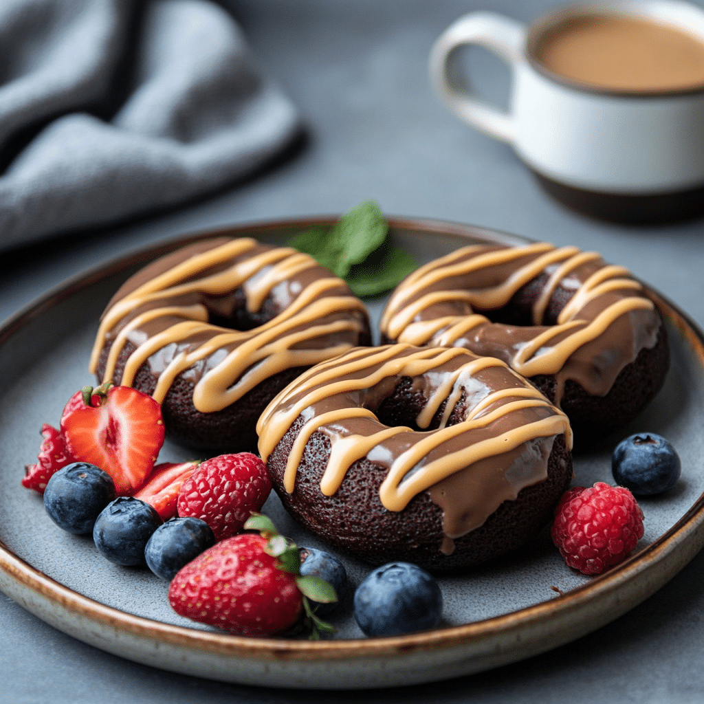 protein donuts recipe serving suggestion with almond butter drizzle