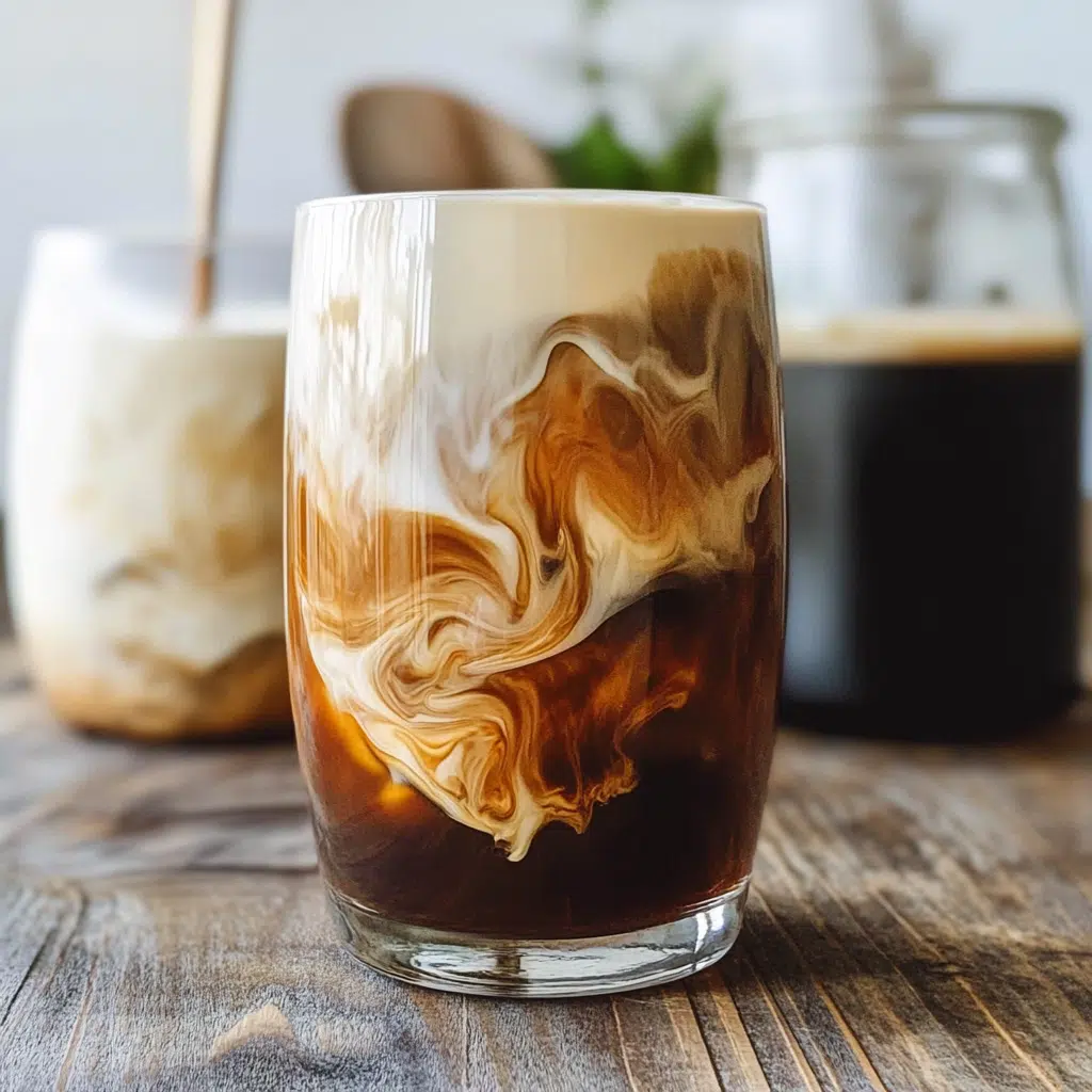 protein coffee recipe swirl in clear iced glass
