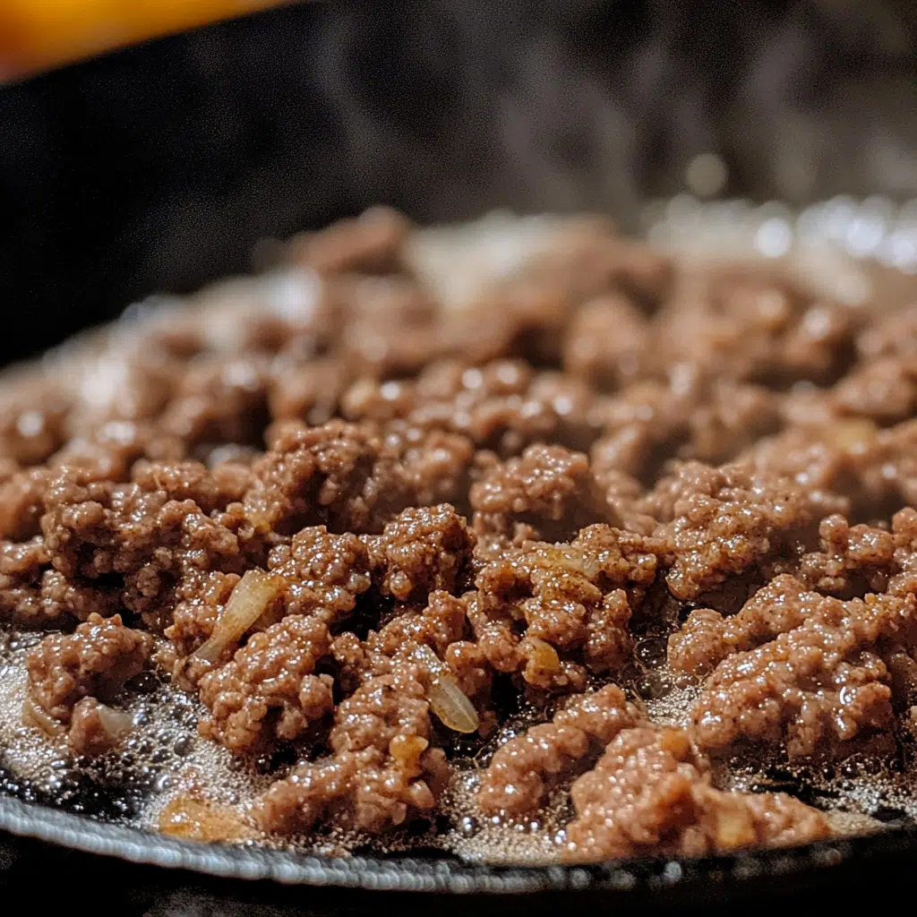 high protein ground beef in skillet