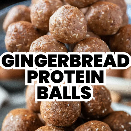 Gingerbread protein balls with coconut and pecan topping—holiday snack bites
