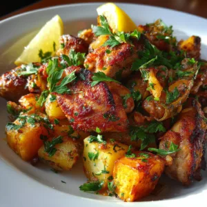 Pressure Cooker Loaded Potato and Sausage Casserole in a white bowl with melted cheddar cheese