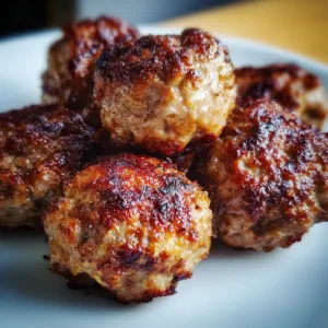 Air fryer meatballs with crispy golden brown exterior and juicy interior