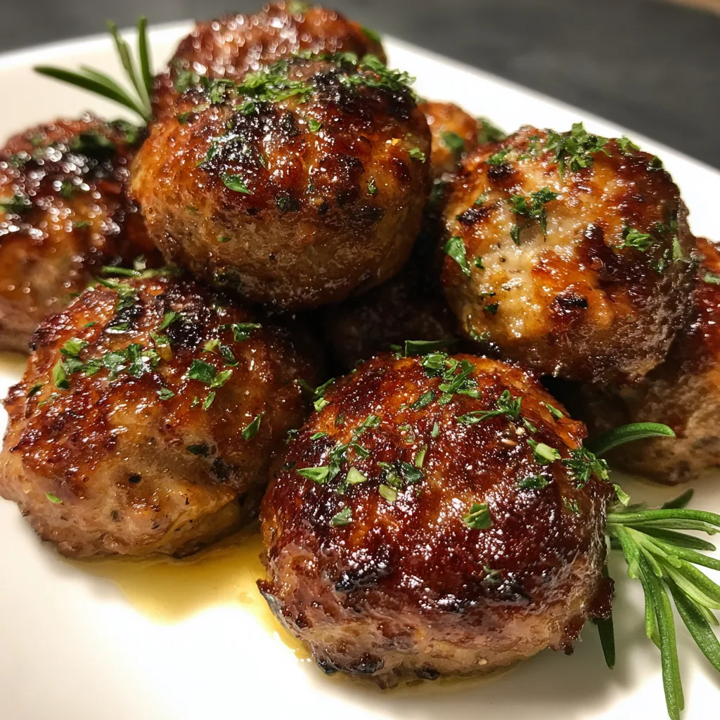 Air fryer meatballs with crispy golden brown exterior and juicy interior